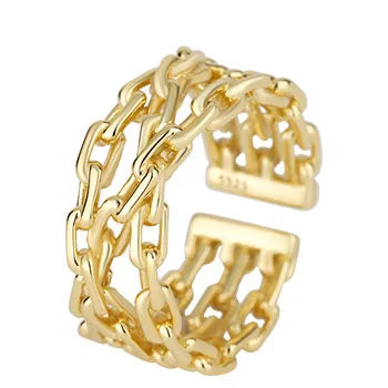 Layered Gold Link Ring