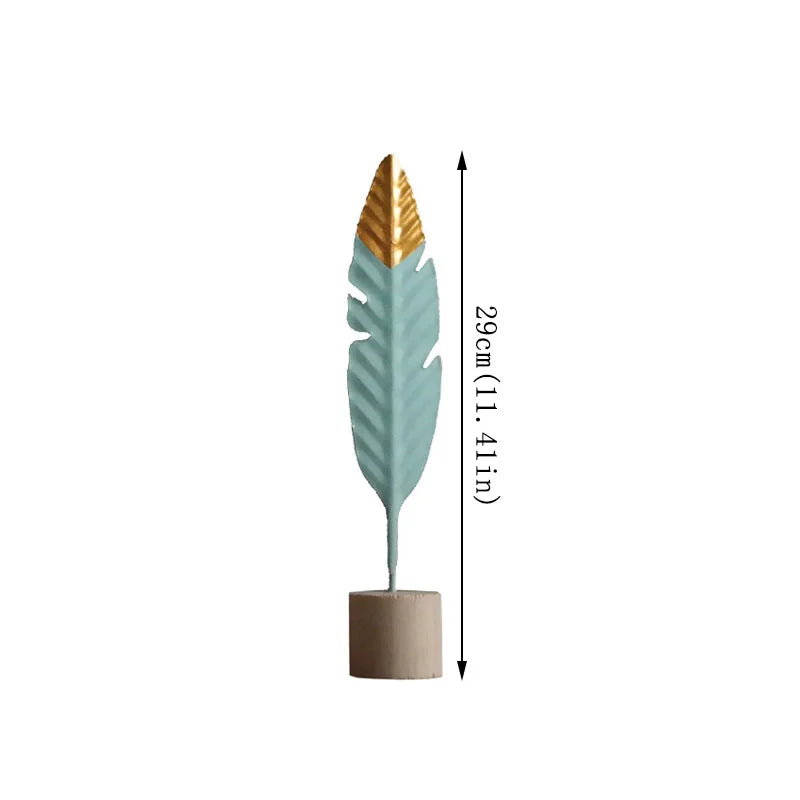 Modern Iron & Wood Feather Decor
