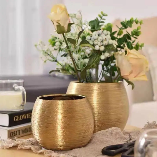Modern Golden Ceramic Flower Pots