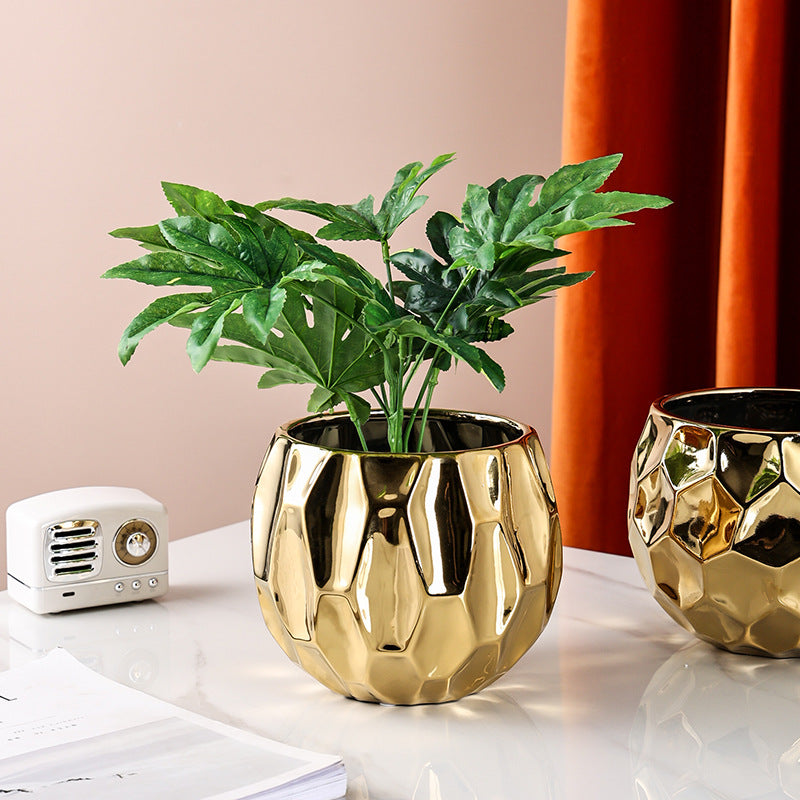 Gold Nordic Style Geometric Ceramic Flower Pots