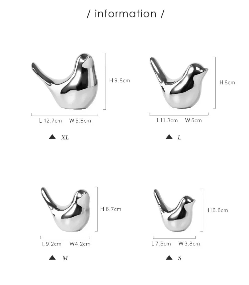 Silver Bird Figurines