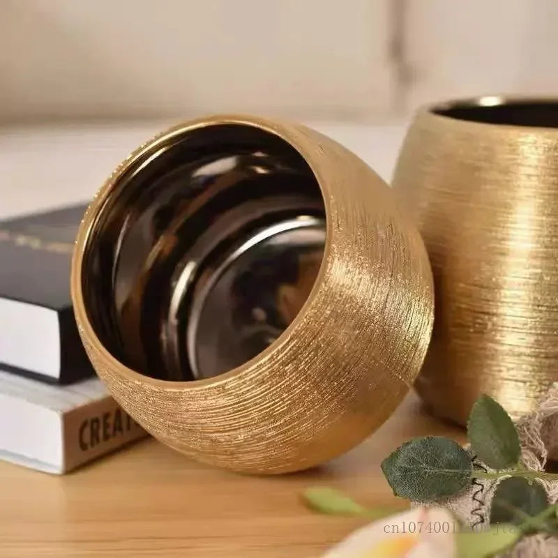 Modern Golden Ceramic Flower Pots