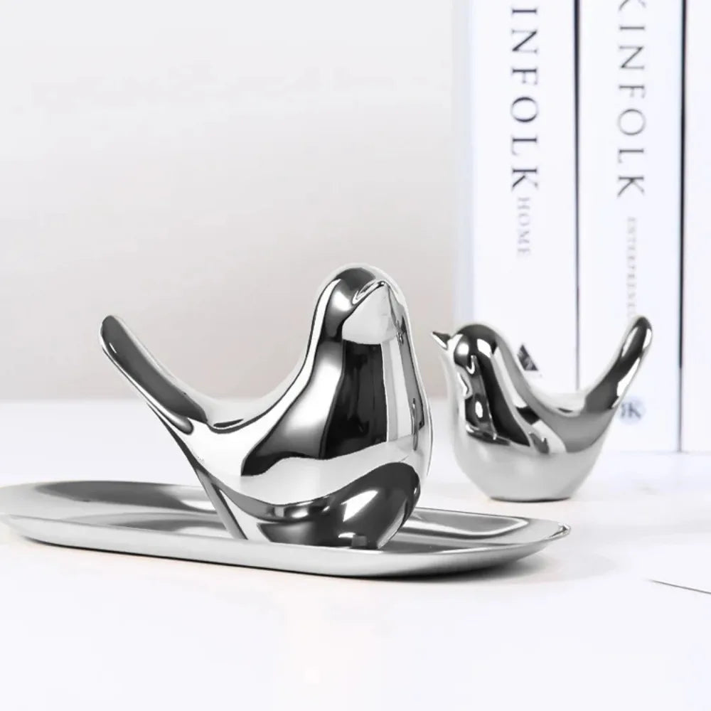 Silver Bird Figurines