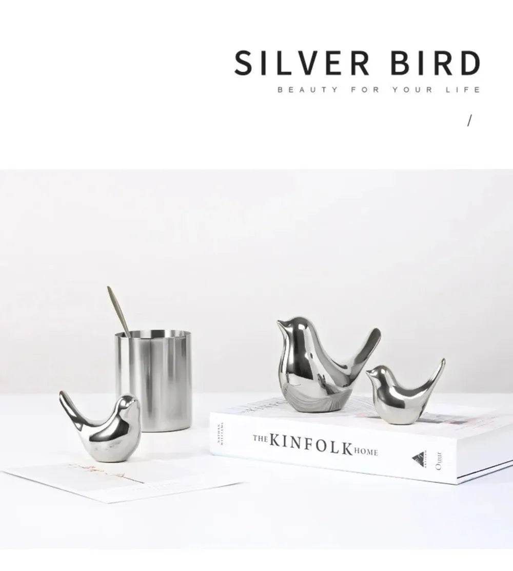 Silver Bird Figurines