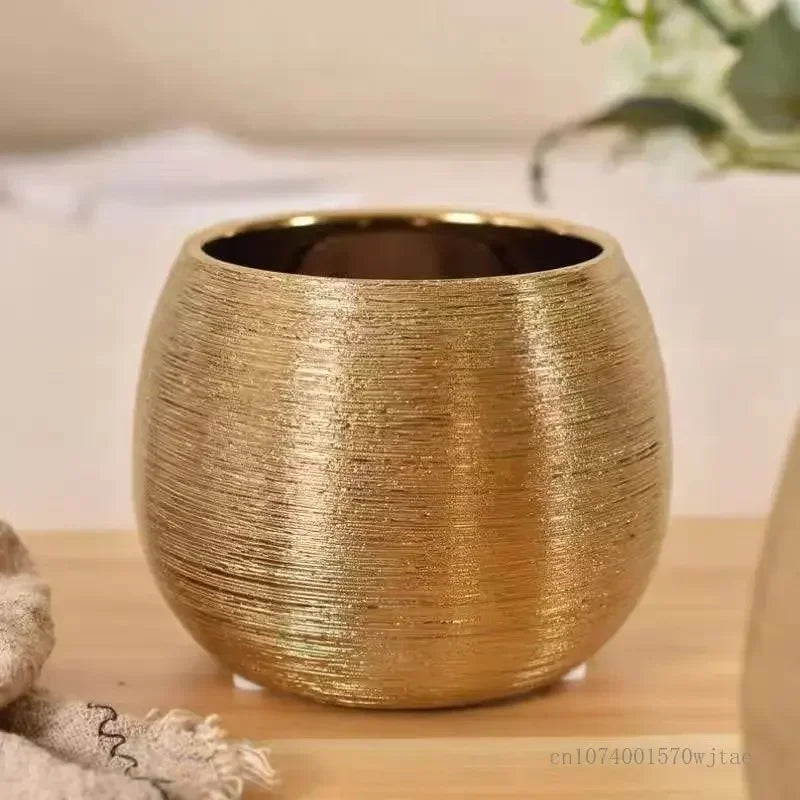 Modern Golden Ceramic Flower Pots