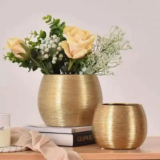 Modern Golden Ceramic Flower Pots