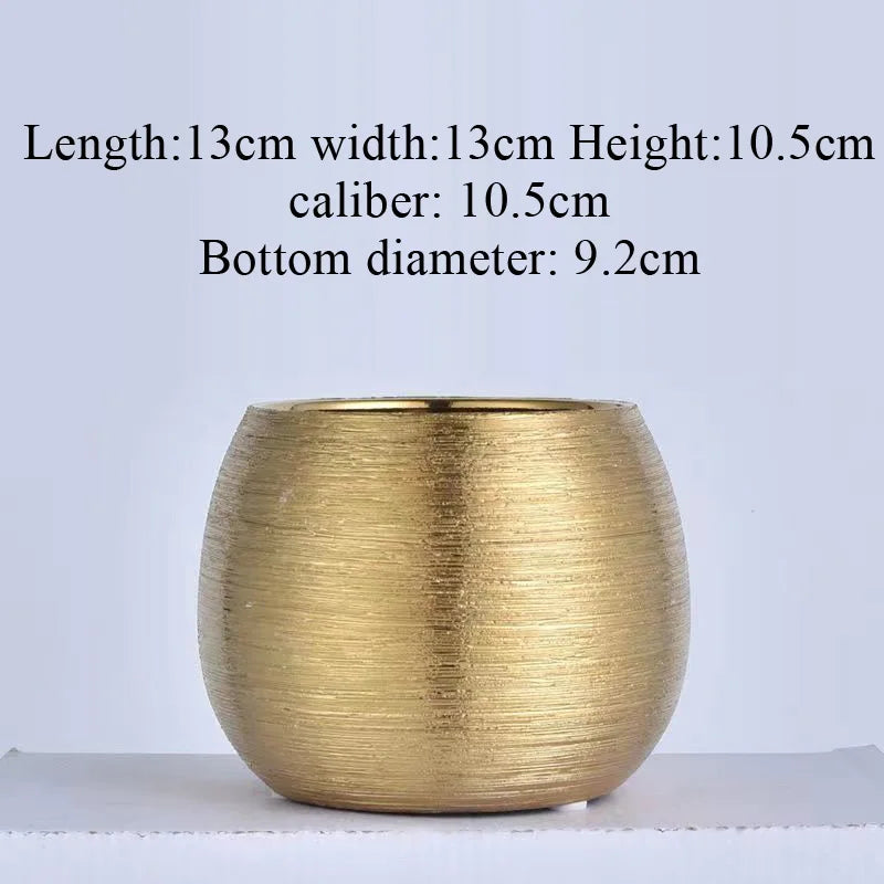 Modern Golden Ceramic Flower Pots