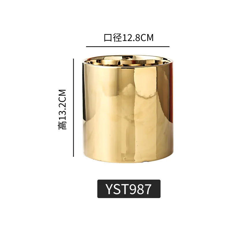 Gold Nordic Style Geometric Ceramic Flower Pots