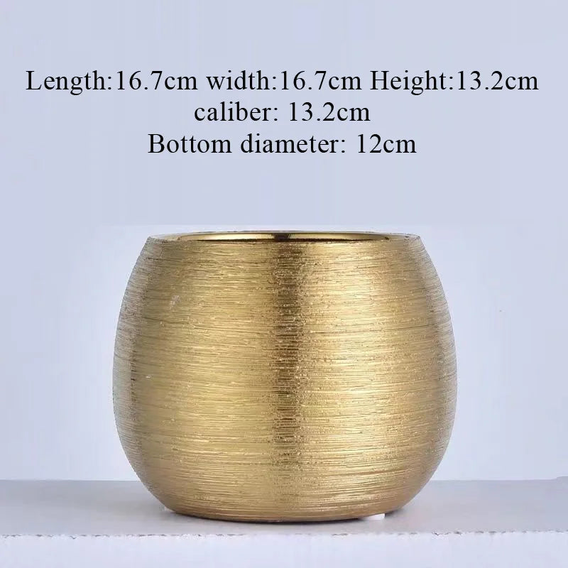 Modern Golden Ceramic Flower Pots