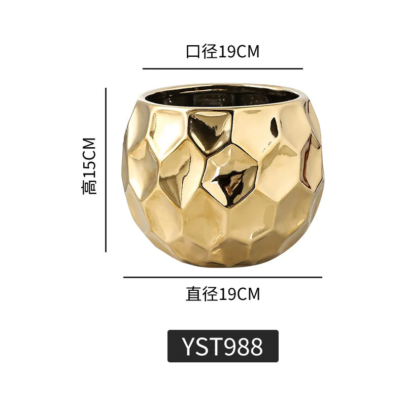 Gold Nordic Style Geometric Ceramic Flower Pots
