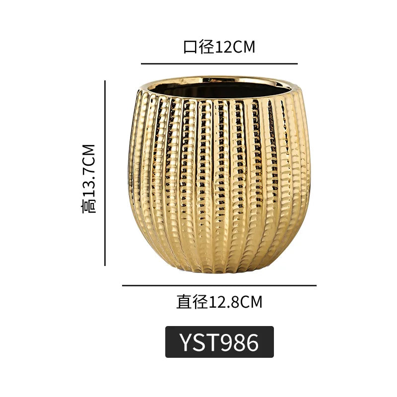 Gold Nordic Style Geometric Ceramic Flower Pots