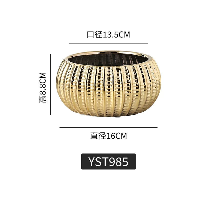 Gold Nordic Style Geometric Ceramic Flower Pots