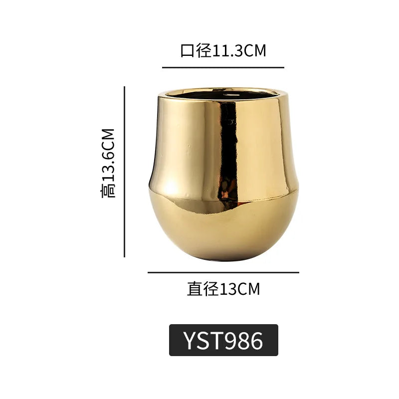 Gold Nordic Style Geometric Ceramic Flower Pots