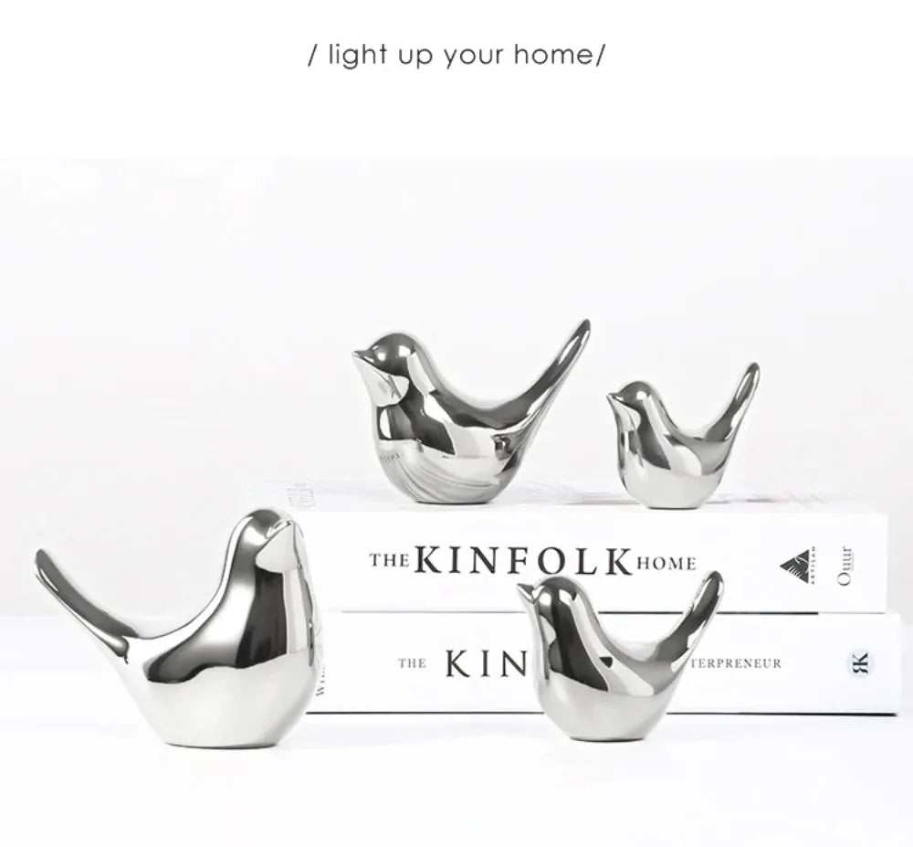 Silver Bird Figurines