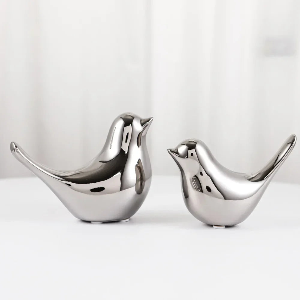 Silver Bird Figurines